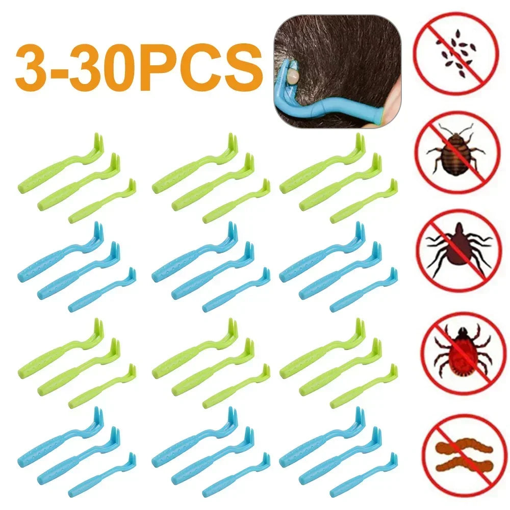 3-30Pcs Pet Tick Remover Tool Safe Flea Lice Removal Hook Set for Dogs Cats Humans Outdoor Hiking Pet Grooming Supplies