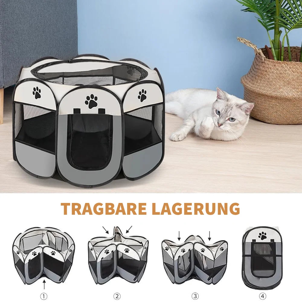 Foldable Pet Tent Kennel Cat Delivery Room Octagonal Fence Puppy Shelter Detachable Pet Tent Outdoor Cat Cage Dog Fences