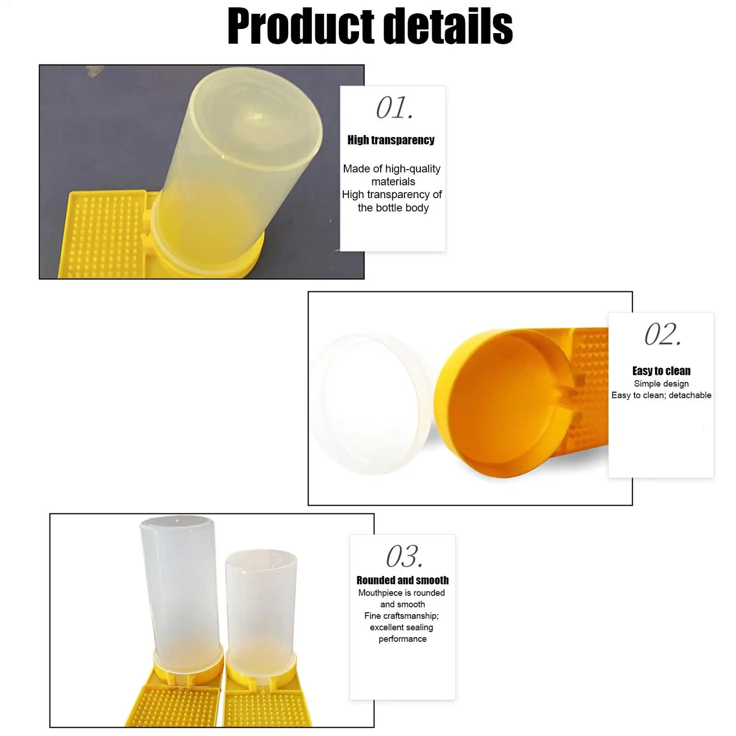 Poultry Feeder  Water Cup  Leakproof Large Capacity Clear Feeder Water Cup Feeding Container for Chicks Quail Bee Feeders