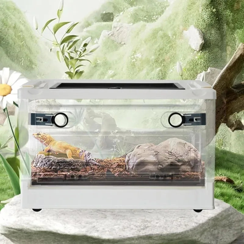 Transparent Reptile Breeding Enclosure Cage For Amphibians Bearded Dragon Plastic Feeding Box Habitat Box For Lizard