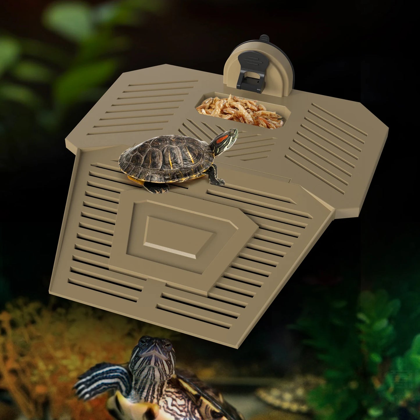 Reptile Basking Platform, Terrarium Swimming Resting Terrace with Suction Cups, Floating Island for Turtle Habitat Decor