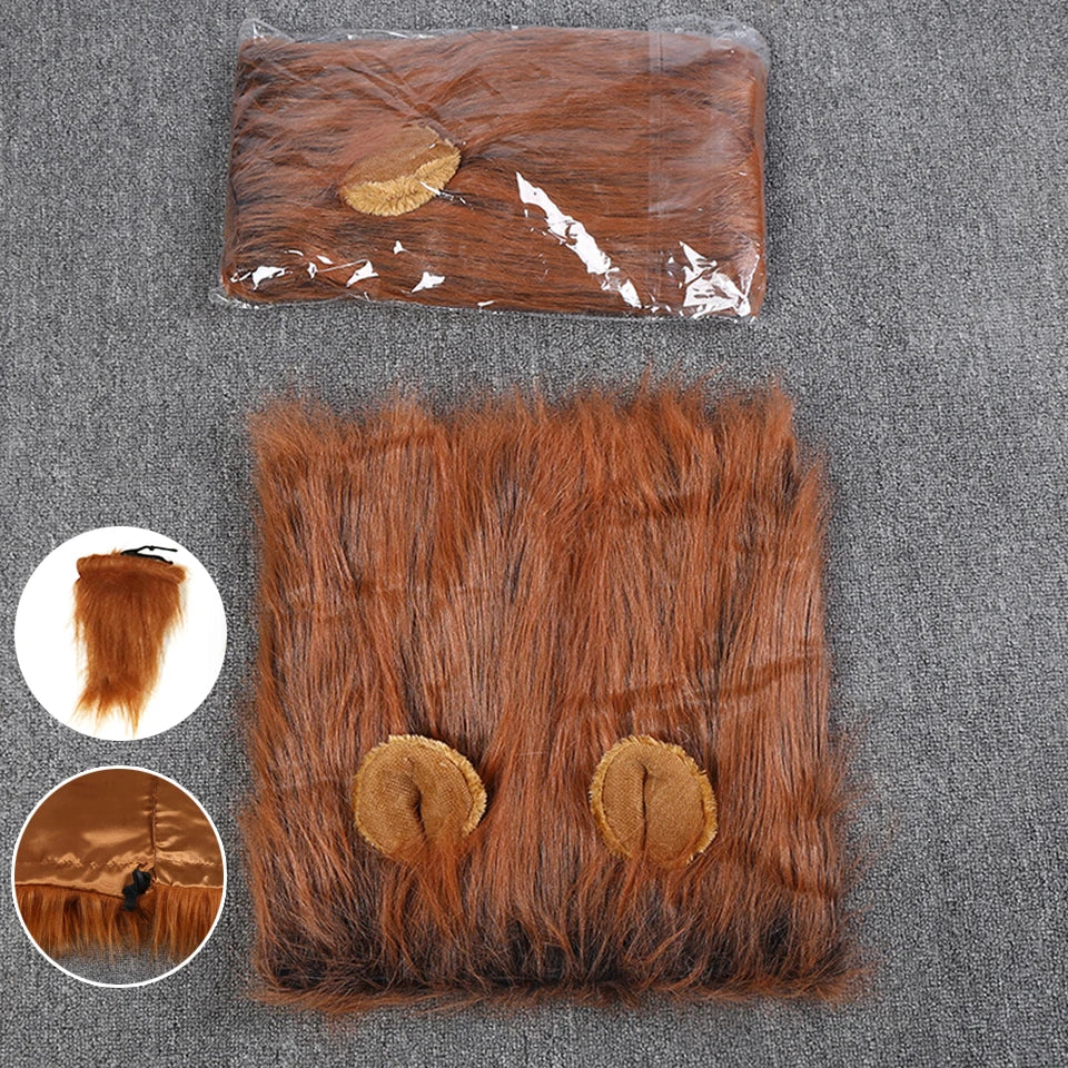 NONOR Cute Pet Dog Cosplay Clothes  Costume Lion Mane Winter Warm Pet for Large Dogs  Party Decoration with Ear Pet Accessories