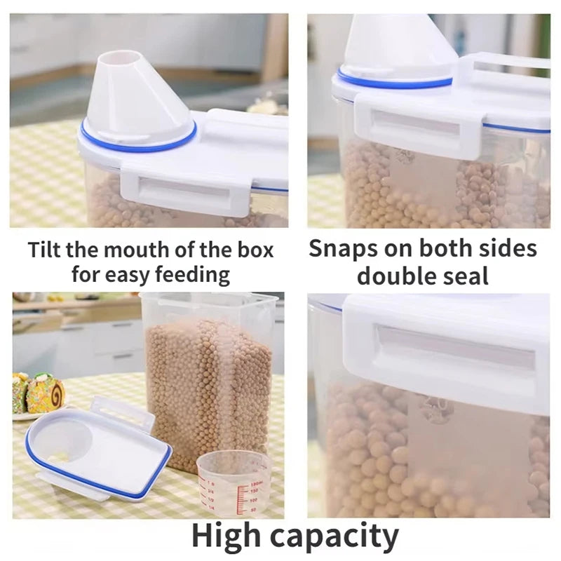Airtight Food Storage Container Large Capacity Kitchen Rice Bucket Pet Food Dispenser Grains Moisture And Insect Proof EasyClean