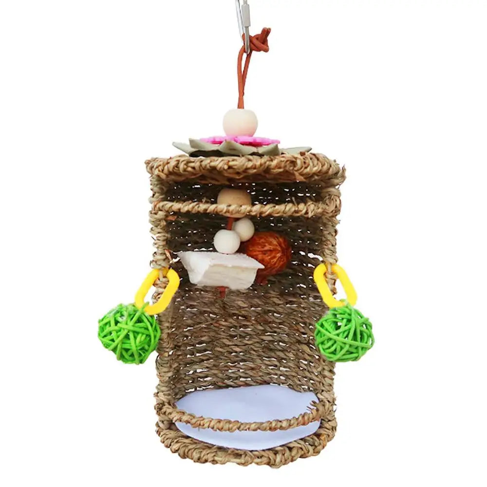 Parrot Habitat Cave Hang Tent Bird Parrot Sea Grass Tent Bird Parrot Sea Grass Tent Hideaway Bird Toy Parrot Chain Nest For