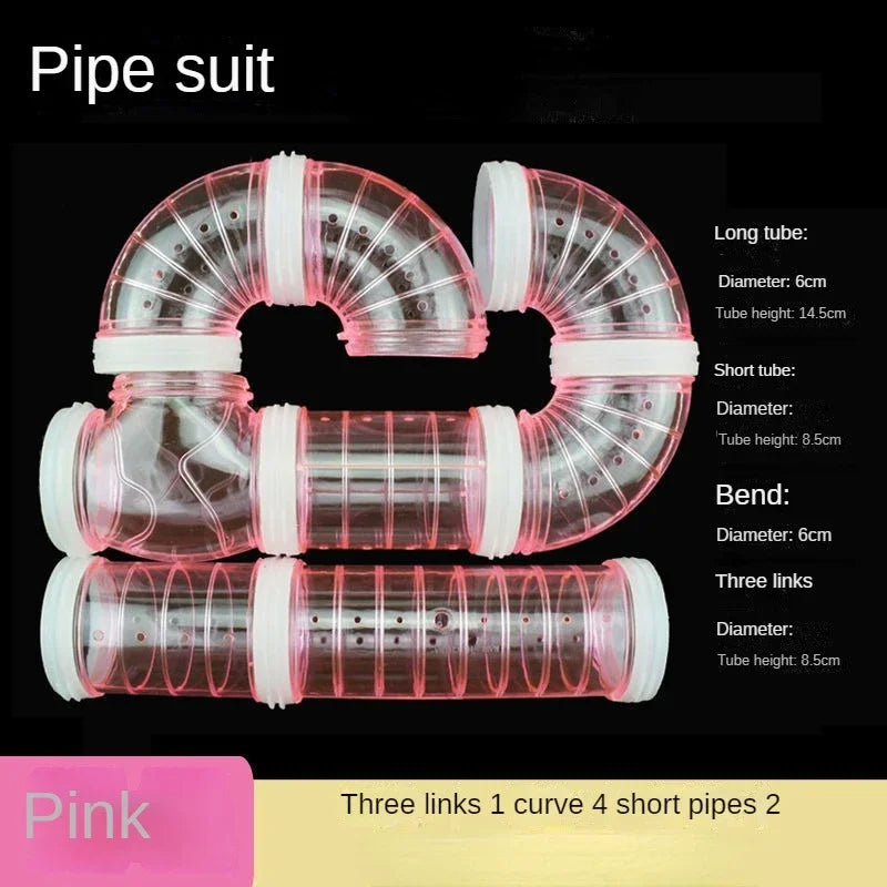 PetPlay DIY Hamster Tunnel Maze Set - Customizable Exterior Tubes, Transparent Design For Explorative Play