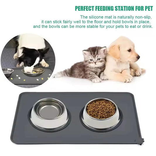 1/Pcs Silicone Pet Meal Mat Waterproof, Anti Slip Leak Proof Food Mat Cat and Dog Mat Dog Mat Cat Mat Pet Supplies
