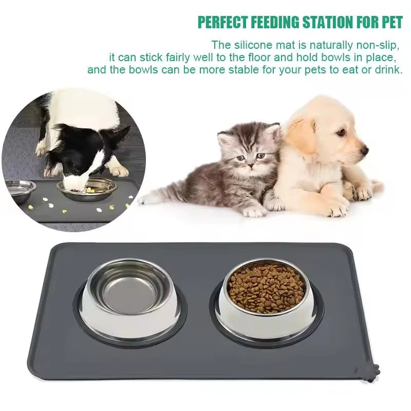 1/Pcs Silicone Pet Meal Mat Waterproof, Anti Slip Leak Proof Food Mat Cat and Dog Mat Dog Mat Cat Mat Pet Supplies