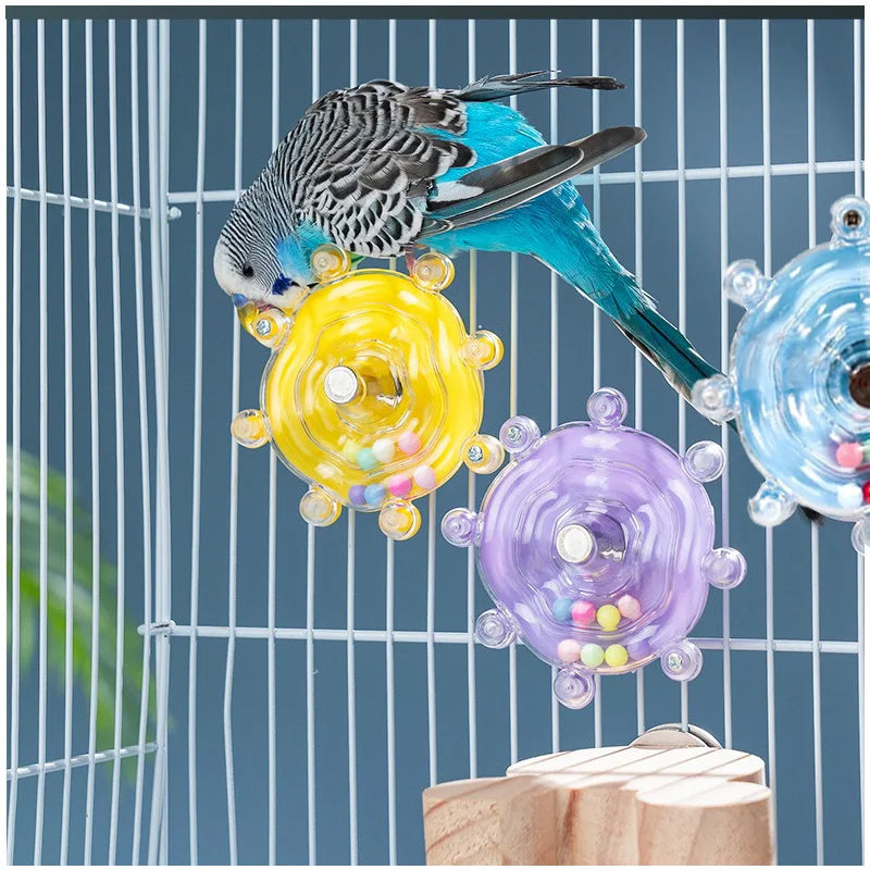 Parrot Wheel Interactive Turntable Toy For Birds Hang Toy With Sounding Ball Play Stand Cage Accessory Pet Supplies