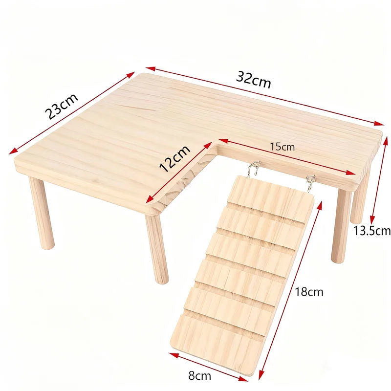 Hamster Wooden Play Platform Ladder Small Animal Climbing Stair Jumping Shelf Cage Toy for Dwarf Hamster Mice