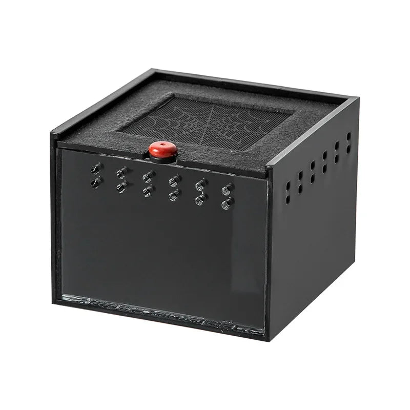 Black Acrylic Insect Feeding Box For Reptiles Lizard Silkworm Scorpion Beetle Pet House 8.5x9x6.5 cm