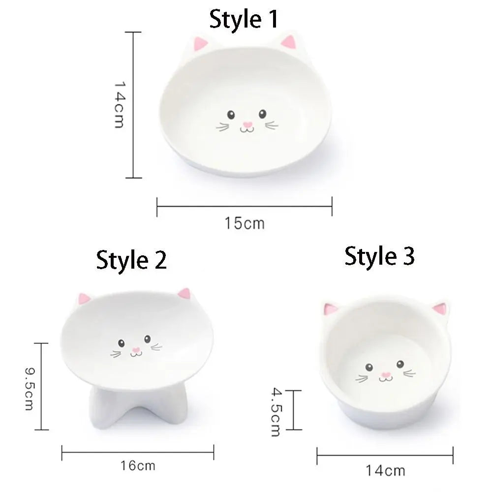 Pet Supplies Ceramic Cat Bowl Creative Cute Dog Food Feeding Basin Multi-use Slanted Mouth Pet High Foot Bowl Kitten Puppy