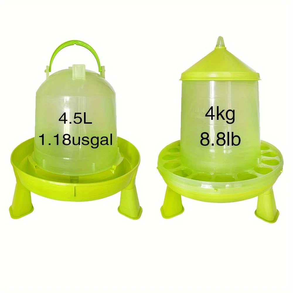 Transparent Feeder And Water Bucket Set for Poultry Hanging Self-Recovering Feeder with Base Tray Durable Polypropylene