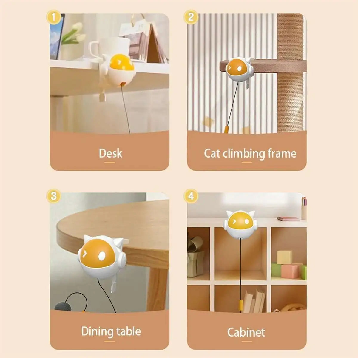 Electric Cat Toy Ball Automatic Lifting Spring Rod To Relieve Boredom Plush Ball lifting Ball Interactive Puzzle Smart Pet Toy