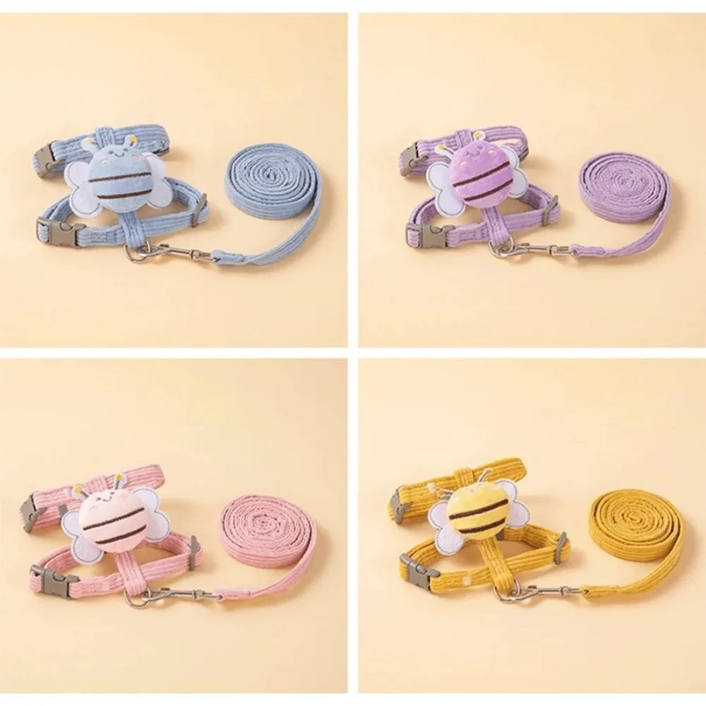 Pet Supplies Cartoon Bee Cat Harness Portable Adjustable Dog Harness Breast Back Harness Leash Set Pet Walking