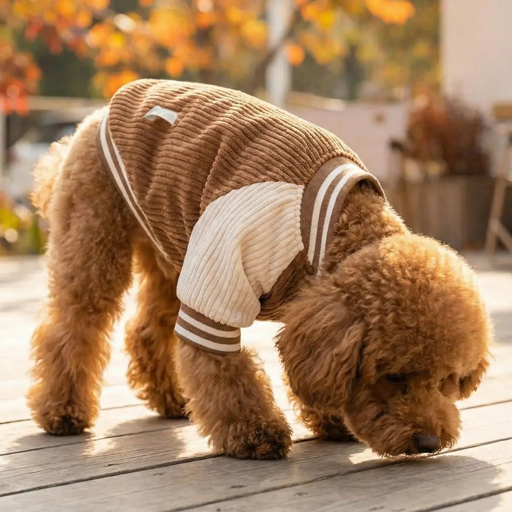 Warm Pet Baseball Jackets Thicken Comfortable Two-Legged Dog Clothing Embroidered Patterns Pet Baseball Uniform Pet Show