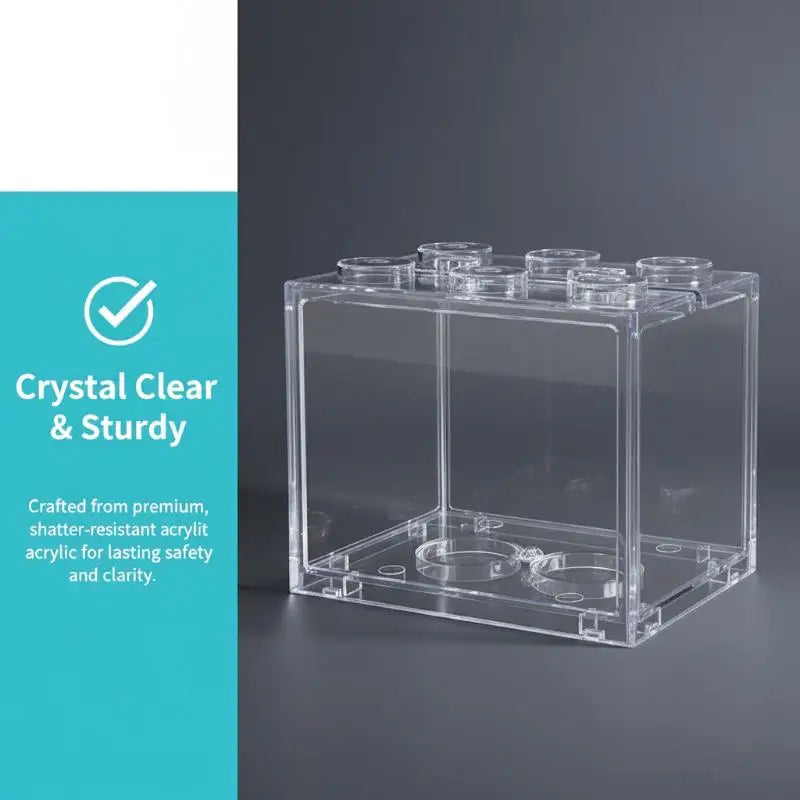 [F] Aquarium Mini Acrylic Fish Tank Reptile Pet Box Stackable Aquarium Cylinder Landscape Seaweed For Home Office Decoration