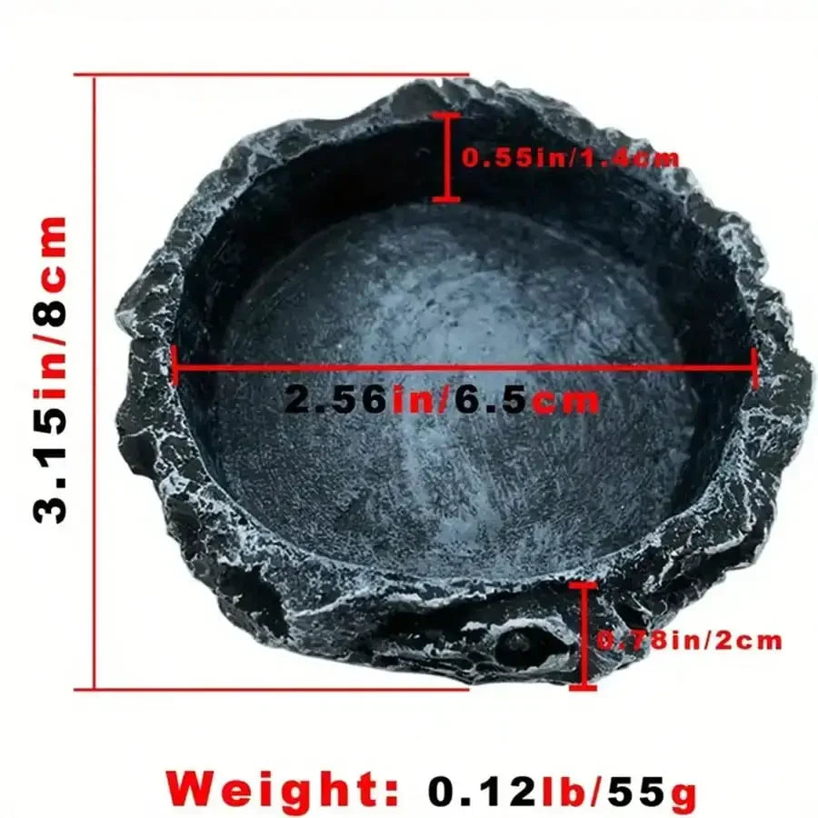 1 Pcs Small Reptiles Realistic Stone - Like Reptile Feeding and Water Bowls Safe and Durable Ideal for Bearded Dragons and Other