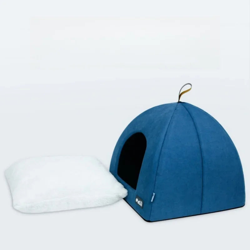Winter Cat Cave Bed Cute Cat House Tent Warm Pet Basket Kitten Kennel Soft Small Dog Mat Cushion Washable Pillow Beds For Cats