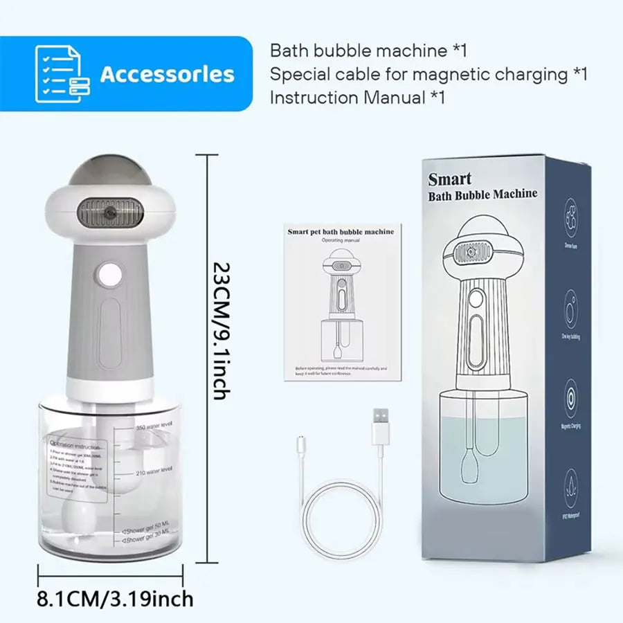 Pet Electric Bubble Machine Automatic Cat And Dog Bath Cleaning  Foam Pet Wash Generator Foam Sprayer Portable