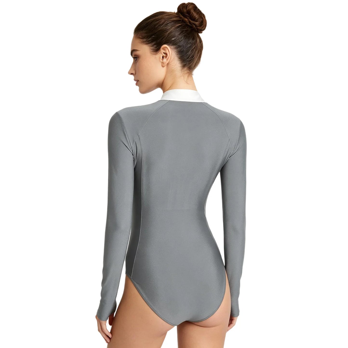 Womens Equestrian Riding Horse  Competition Shirt Slim Fit Jumpsuit Pleated Long Sleeve Buttoned Crotch Leotard Tuxedo Rompers