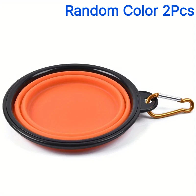 1/2Pcs Pet Supplies Food Bowl 2-in-1 Dog Bowl Water Bowl Silicone Folding Bowl Portable Outdoor Travel Telescopic Bowl