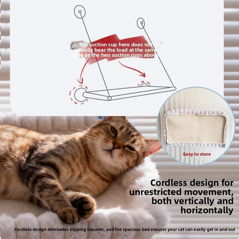 Large Wide Cat Window Bed Suction Cup Hanging Hammock for Cats Sunbathing Balcony Indoor Cat Furniture Pet Supplies