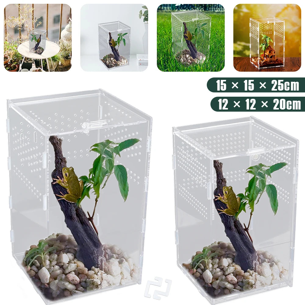 Reptiles Terrarium Enclosure Acrylic Reptile Habitat Terrarium Breeding Box Transparent Spider Scorpion Bearded Dragon Habitat