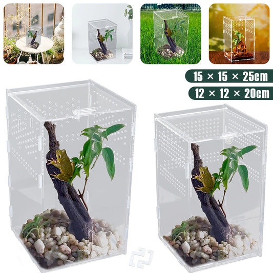 Reptiles Terrarium Enclosure Acrylic Reptile Habitat Terrarium Breeding Box Transparent Spider Scorpion Bearded Dragon Habitat