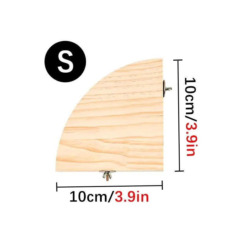 NatureNest Wooden Bird Perch Stand Rectangle Fan Shaped Shelf For Parrot Parakeet And Small Pets Cage Friendly