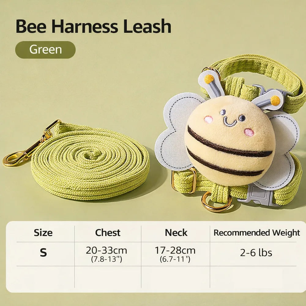 Pet Supplies Cartoon Bee Cat Harness Portable Adjustable Dog Harness Breast Back Harness Leash Set Pet Walking