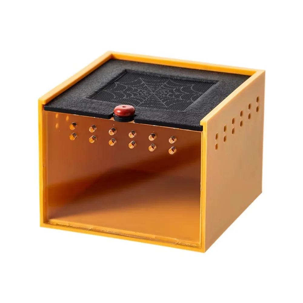 Black Acrylic Insect Feeding Box For Reptiles Lizard Silkworm Scorpion Beetle Pet House 8.5x9x6.5 cm