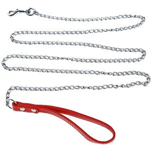 Durable Anti-Bite Metal Dog Chain Lead For Small Medium Large Dog Chain Leash Handle Leads PU Leather Iron Chain Pet Accessories