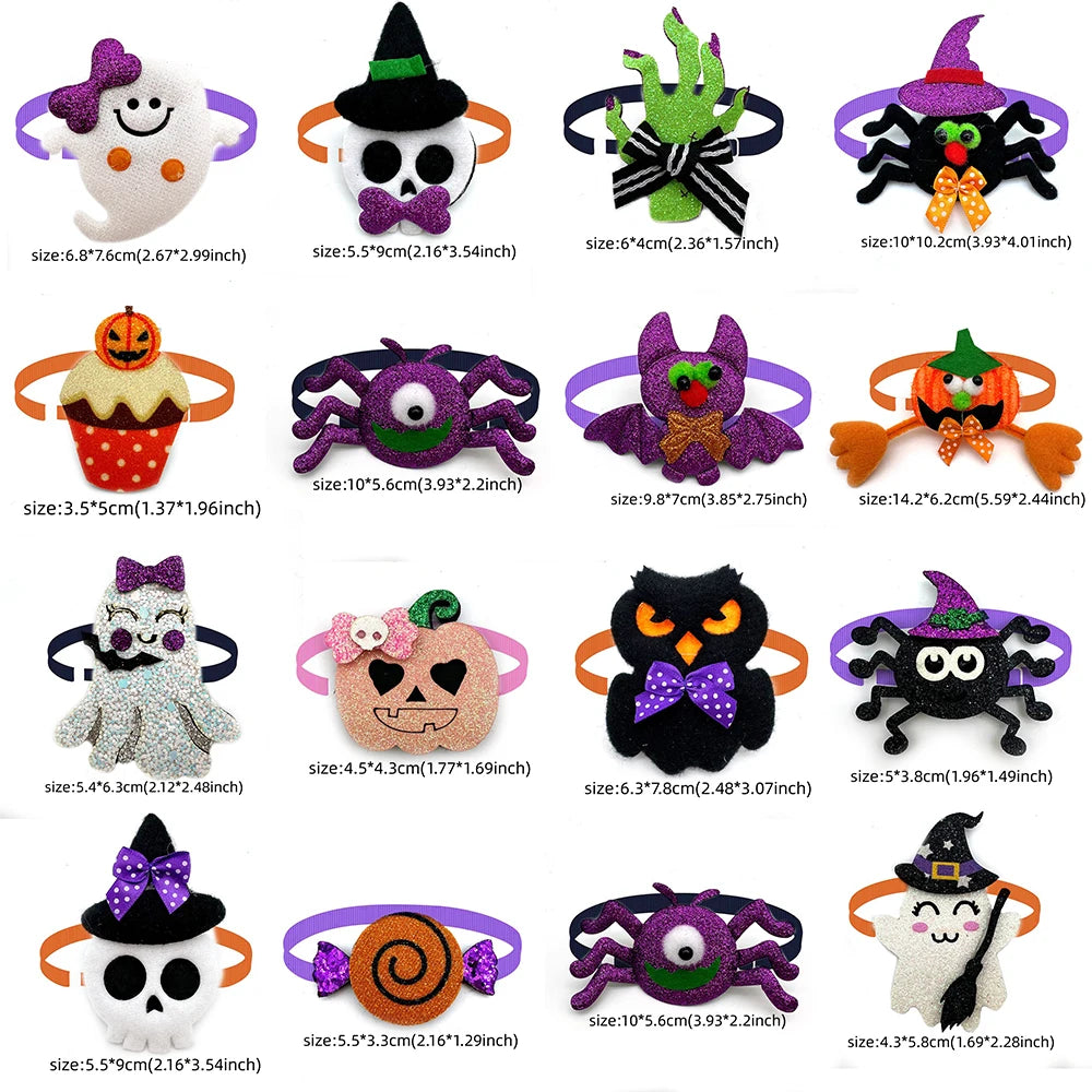 50/100pcs Halloween Fashion Pet Dog Grooming Bowtie Pumpkin Ghost Style Small Dog Cat Bow Tie Necktie for Dogs Pet Decoration