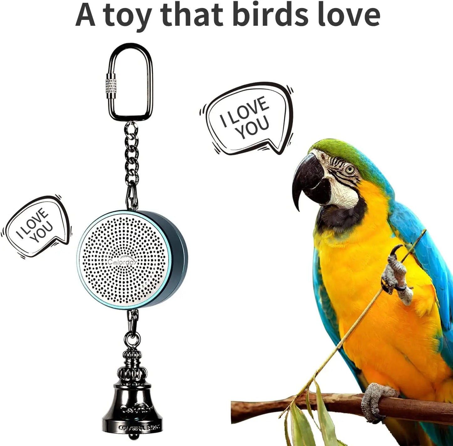 Parrot Toys to Teaching Training Bird Talking Coach Interactive Recording Playback Retell Electronic Voice Chewing Tearing  Bell