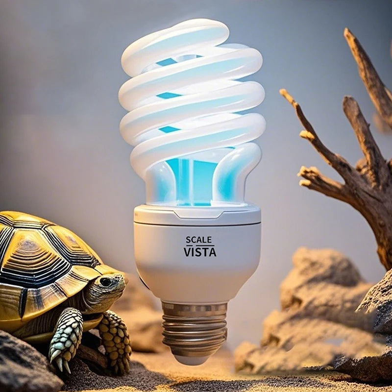 Reptile Heat Lamp 13/26W UV Rays, 5.0 10.0 UVB Energy Saving, Ideal for Terrarium Pets like Turtles, Lizards, Snakes