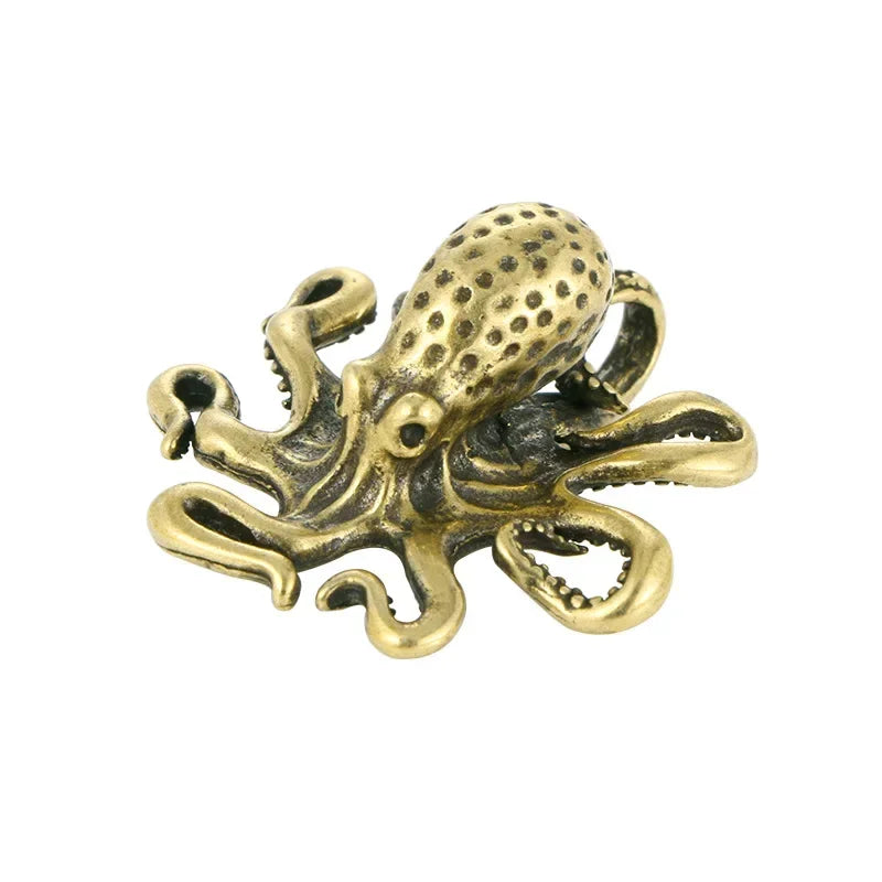 Brass Retro Octopus Cuttlefish Creative Marine Organism Office Desktop Ornament Accessories Small Tea Pet  Souvenir Gifts
