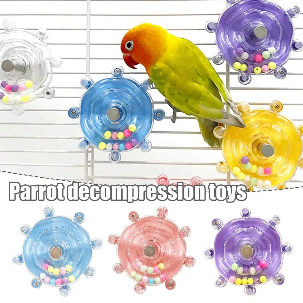 Parrot Toy Interactive Bird Cage Toy for Parrots Rotating Treat Dispenser for Mental Stimulation and Entertainment
