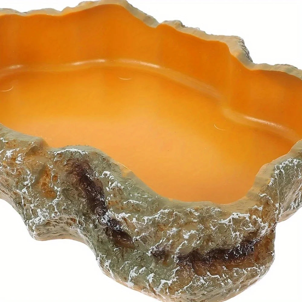 1PC Reptile Water Bowls Terrarium Plate Reptile Feeder Amphibian Feeding Bowl for Frog Chameleon Tortoise Bearded Dragon Turtle
