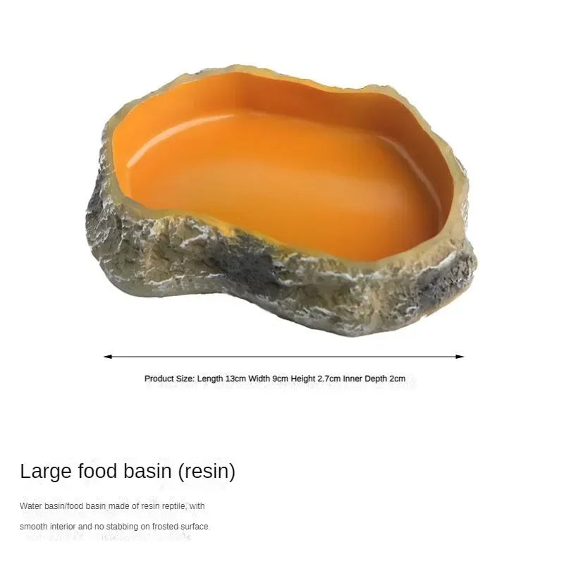 Pet Reptile Feeding Bowl Resin Container Aquarium Landscaping Food Kettle Amphibian Drinking Basin Feeder for Frog Turtle Lizard