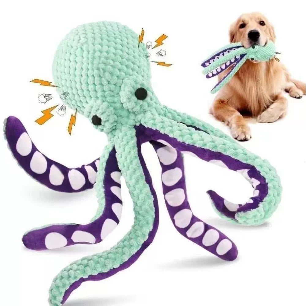Dog Squeak Toy Teeth Grinding Bite Resistant Octopus Pet Plush Toy Boredom Companion Puppy Toy Dog Toys