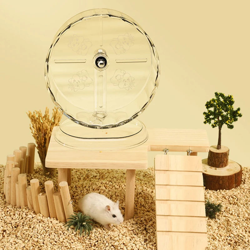 Hamster Cage Wheel Acrylic Transparent Anti-Slip Easy Clean With Stand