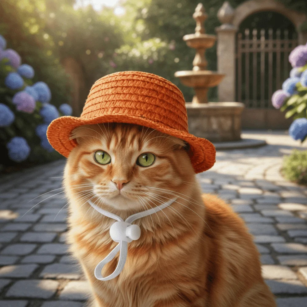 Pet Supplies Adjustable Pet Straw Hat Breathable Weaving Dog Fisherman Hat Wide Brim Pet Sunshade Hat Walking Hiking