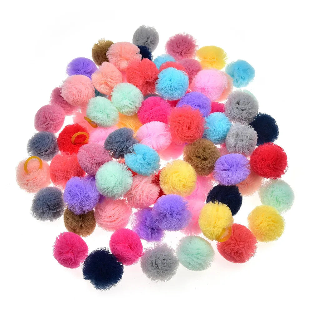 New 50/100pcs Pet Dog Hair Accessories Samll dog Puppy Cat Hair Bows Round Lace Bows rubber bands Pet Grooming products