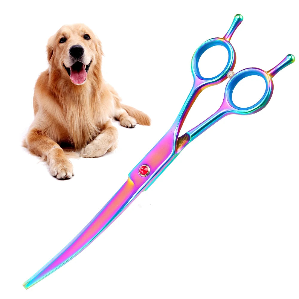 7.5" Professional Pet Curved Scissors Dog Curved Grooming Scissors For Dog&Cat Curved Shear As Dog Supplies Equipment