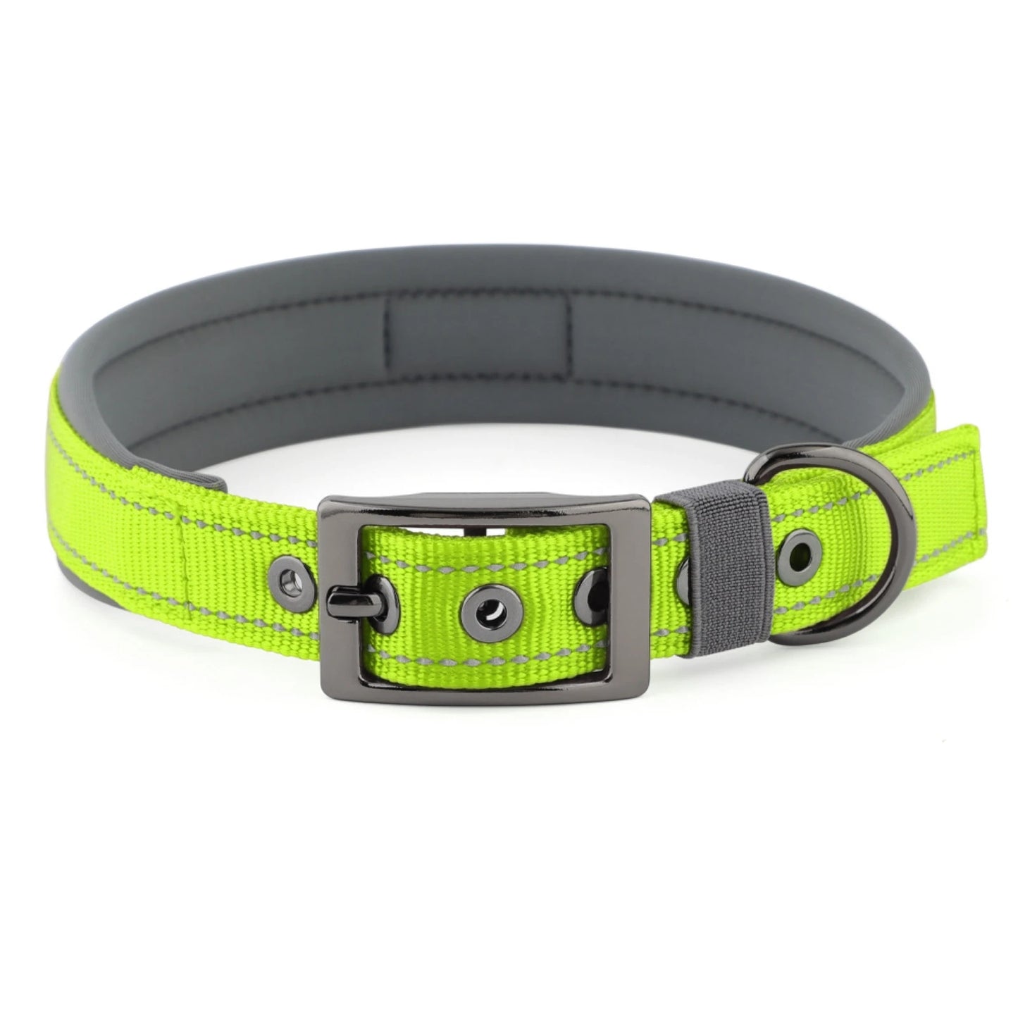 Dog Collar for Large Dogs Neoprene Padded and Adjustable Reflective Wide Heavy Duty Pet Collars with Durable Metal Belt Buckle