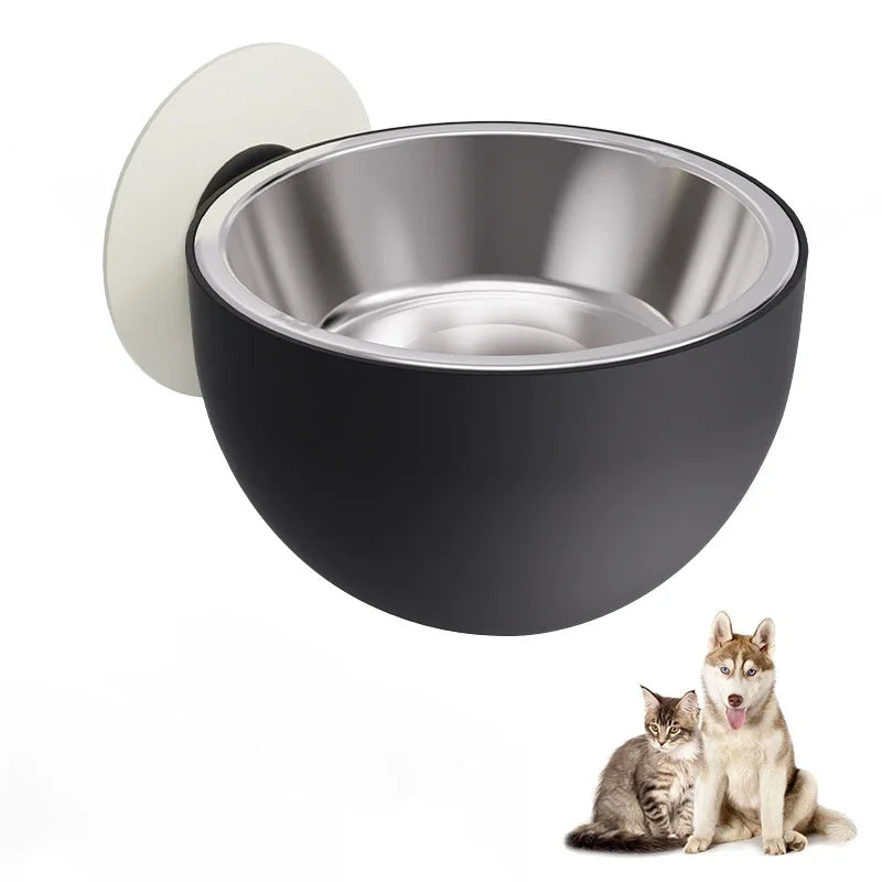 Stainless Steel Wall Mount Dog Bowl Anti Spill Magnetic Elevated Pet Food Bowl Fixed Mounted Cat Bowl Dishwasher Safe Hot Item