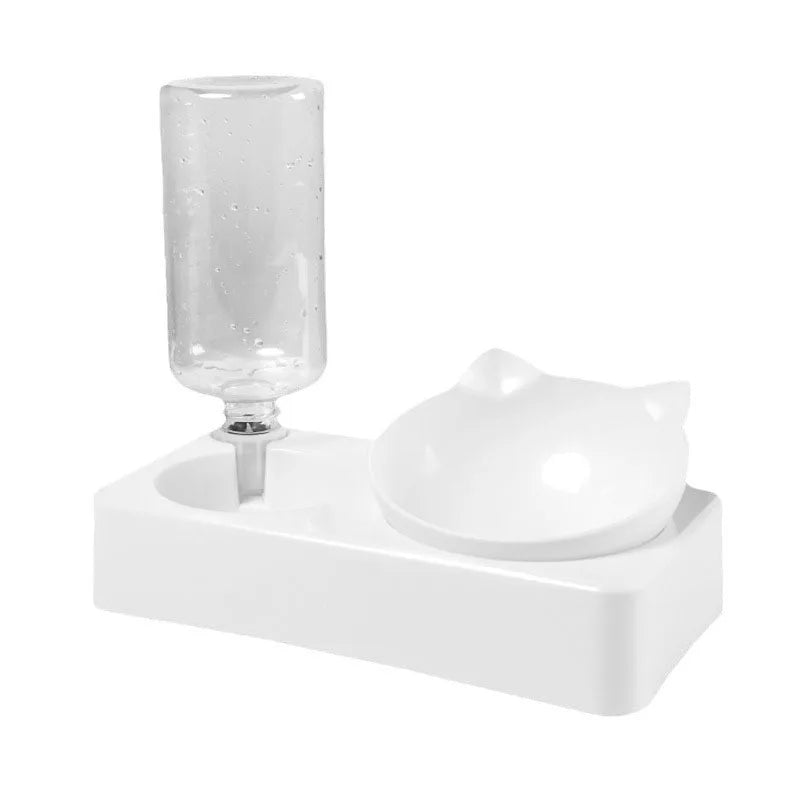 2-in-1 Pet Dog Cat Food Water Feeder Bowl Double Bowls Anti-Slip Automatic Water Dispenser Pet Feeding Supplies for Dogs Cats