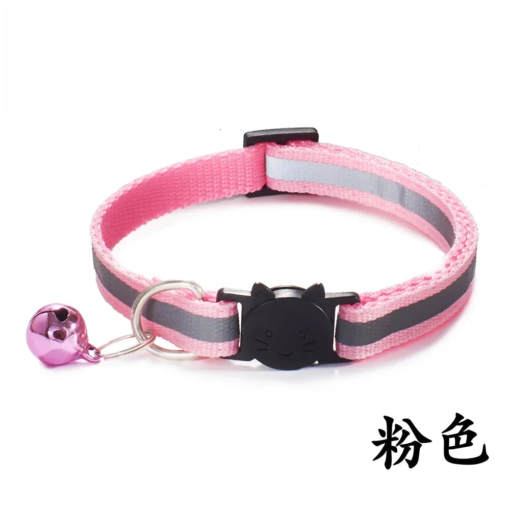 Reflective Breakaway Cat Collars with Bells Safety Buckle Adjustable Kitten Collar for Female and Male Cats