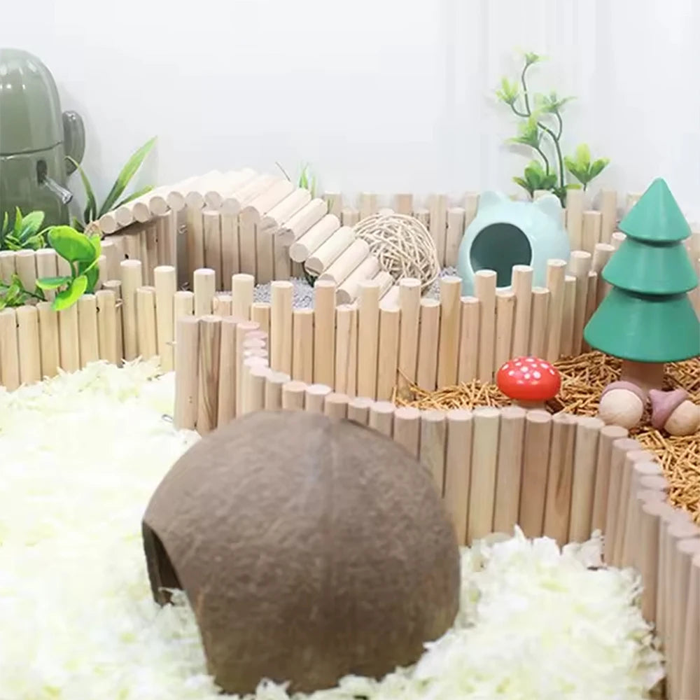 NatureNest Hamster Wooden Walls And Bridge Enrichment Natural Wood Texture Encourages Exploration And Nesting