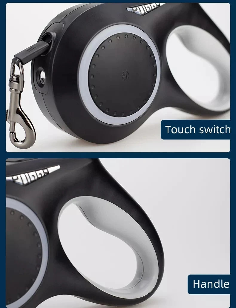 LED Light Dog Leash Auto Scaling Dog Walking Pet Accessories USB Charge Night Walking 5m